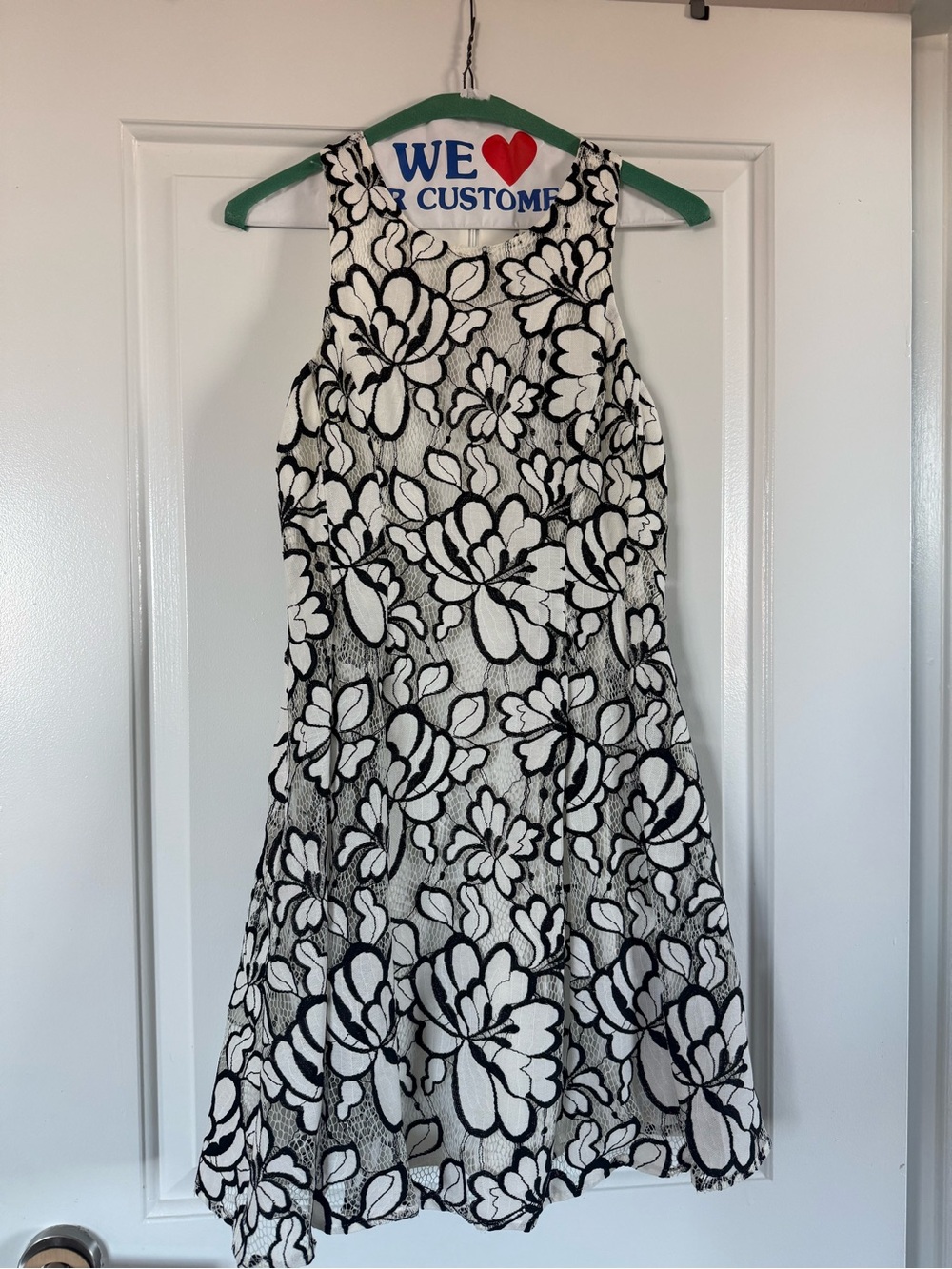 NWT: Greylin Black and White Floral Lace Dress size XS free shipping